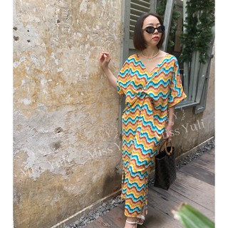 Đầm lụa xoắn eo freesize họa tiết hoa văn