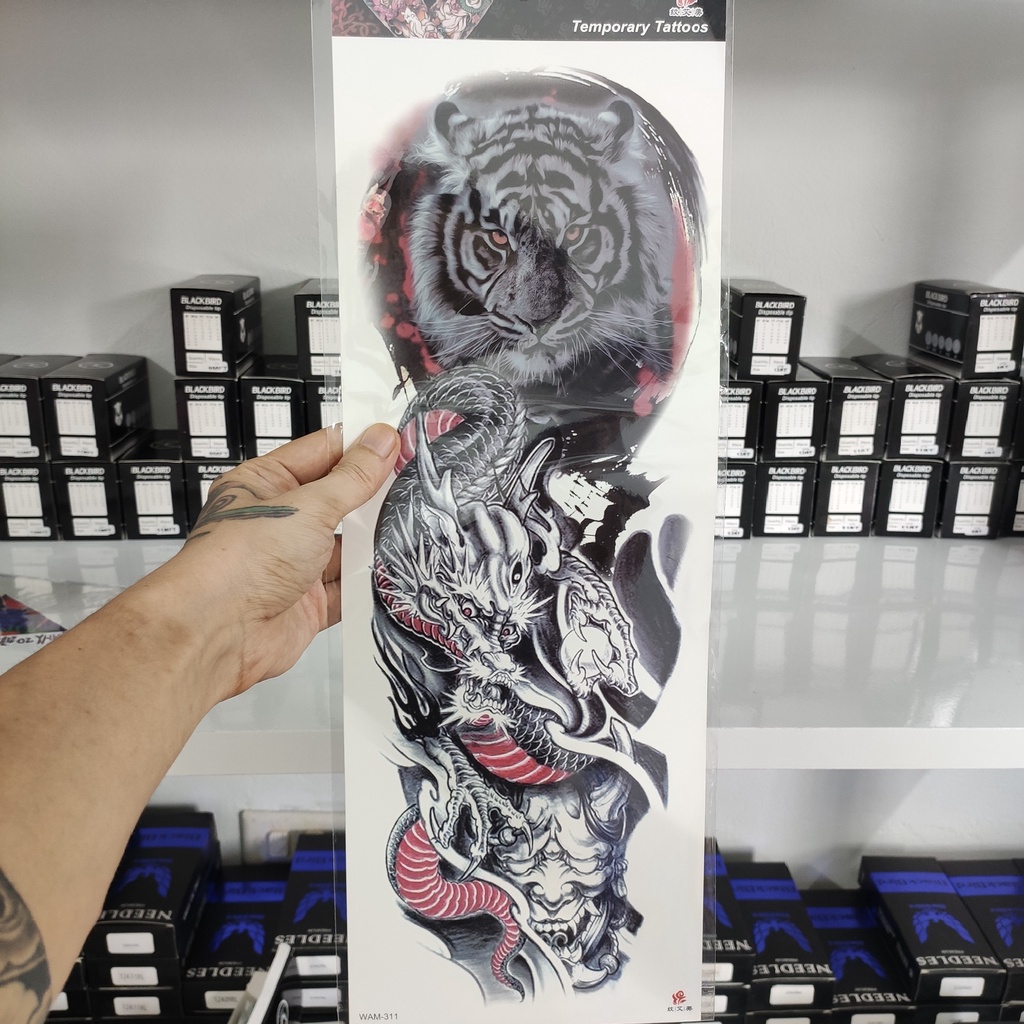 Hình Xăm Dán Full cánh Tay , Nửa Lưng Chống Nước size 170x480mm