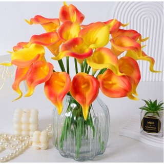 Hoa giả- hoa rum calla lily cao su mini cao cấp cành dài 34 cm siêu đẹp