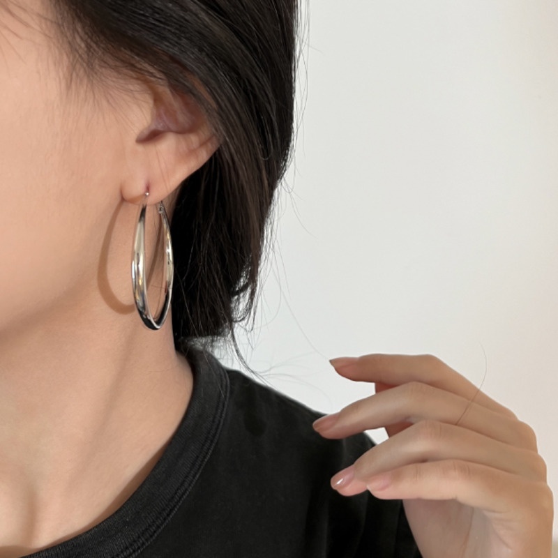 Khuyên Tai Bạc Đơn Giản Cá Tính Thời Trang Hàn Quốc Cho Nữ