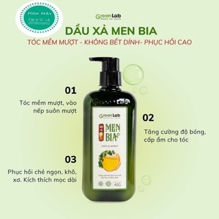 Dầu Xả Men Bia tươi 400ml phục hồi tóc hư tổn, giúp tóc mềm mượt tự nhiên