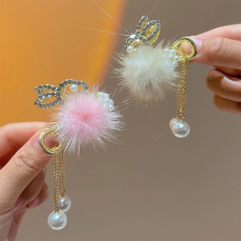 Kẹp Tóc Đính Lông Thỏ Tua Rua Cao Cố Định Tóc Đuôi Ngựa Chống Rối Mùa Thu Và Mùa Đông Mới