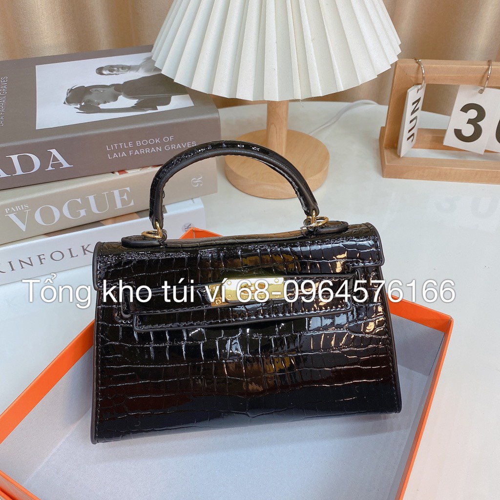 Túi Xách Nữ Cầm Tay Đeo Vai,Đeo Chéo Khóa Chữ H Chất Da Bóng Mềm Sai 18 và 21CM Hàng Đẹp Có Hộp Tặng Kèm khăn