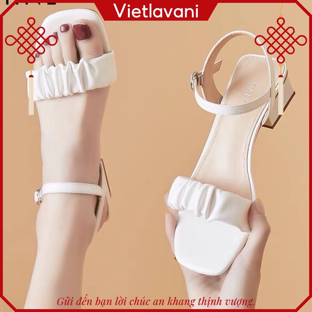 Giày Sandal Cao Gót 5p Phối Xếp Ly Xinh Xắn mã LNS58