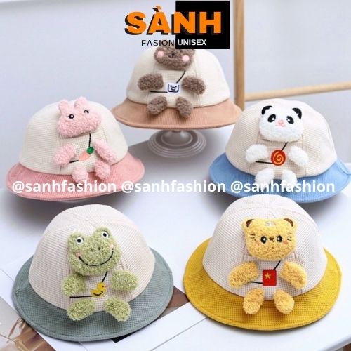 [Bé 6tháng-4tuổi] MŨ VÀNH VÁ 2 MÀU THÚ NHỒI BÔNG QUẢNG CHÂU BÉ TRAI,GÁI