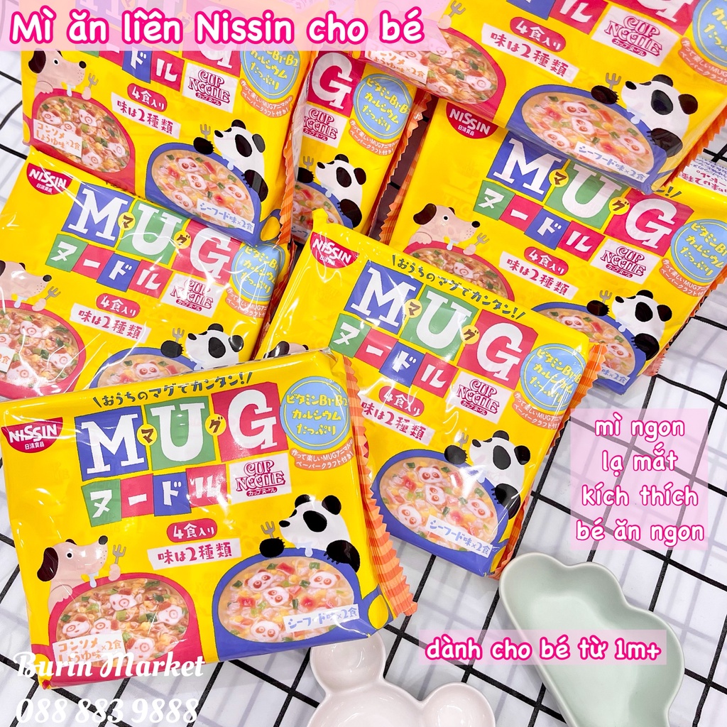 Mỳ Mug Nissin Nhật Bản cho bé, mì gia vị ăn dặm hình gấu cho bé - Burin Market