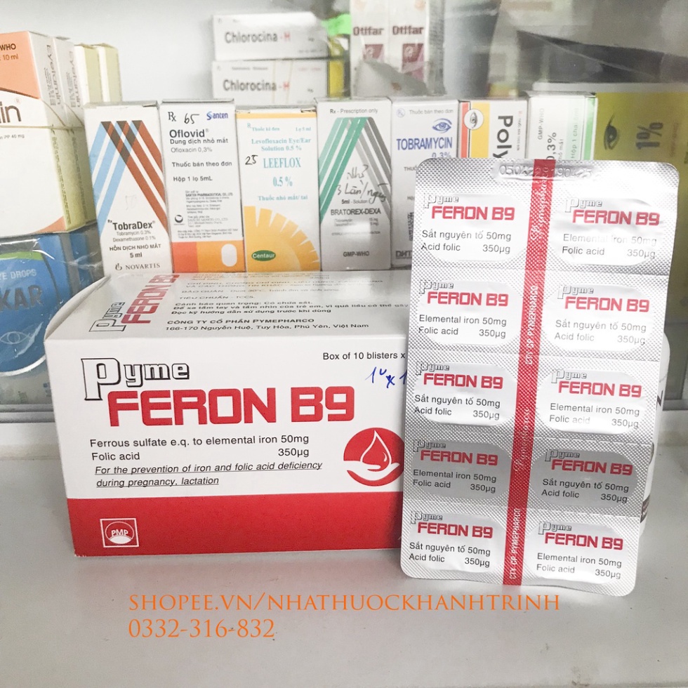 Viên sắt cho bà bầu FERON B9 của PYMEPHARCO, bổ sung sắt 2, acid folic cho mẹ bầu và sau sinh