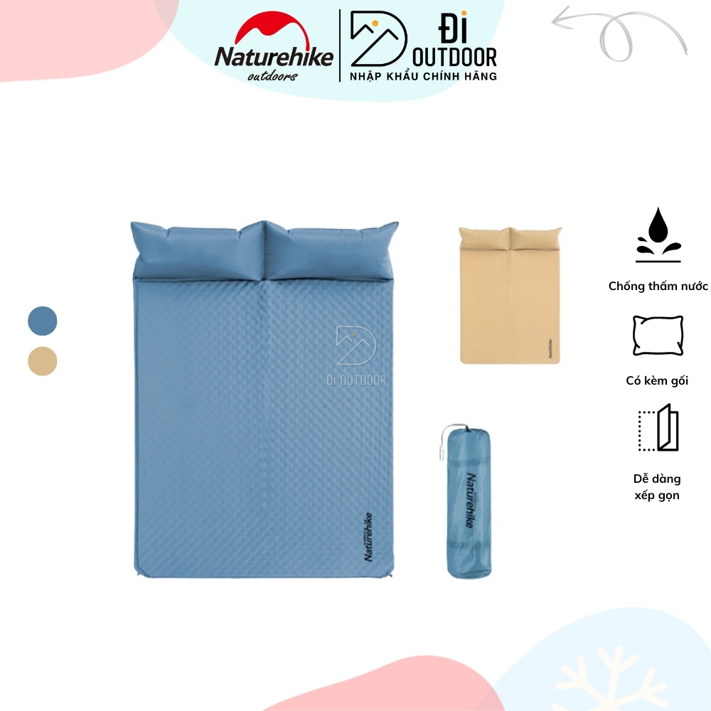 Đệm Hai Người tự bơm hơi Naturehike NH18Q010-D Có Kèm Gối Đầu