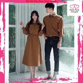 Áo đôi áo cặp 🎀FREESHIP🎀 Áo đôi nam nữ đẹp Set áo váy sơ mi Hàn Quốc dáng dài đẹp cao cấp