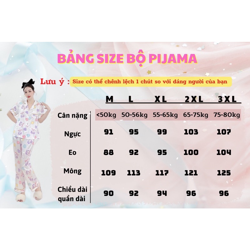 Bộ pijjama big size 2XL dưới 75kg mặc thoải mái Tay dài Quần dài