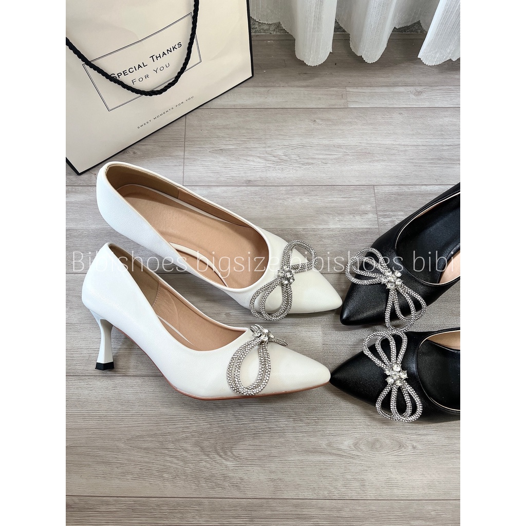 Giày cao gót nơ đá xinh cao 7 cm bigsize 40-44