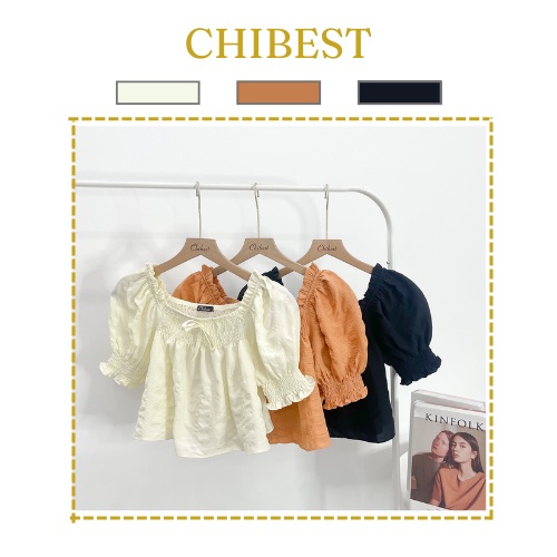 Áo croptop xốp nhún chun ngực phong cách hàn quốc siêu xinh CHIBEST DAB107