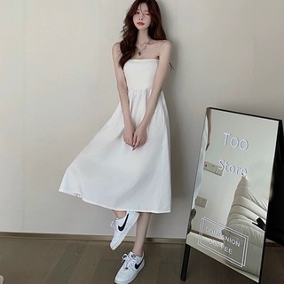 Đầm midi trắng cúp ngực (kèm hình thật)