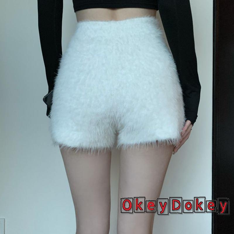 Quần Short Lưng Cao Dáng Ôm Vải Lông Mềm Mại Co Giãn Thời Trang Mùa Đông Cho Bạn Gái