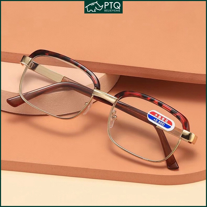 Kính Đọc Sách Gọng Lớn Bằng Kim Loại Pha Lê Thời Trang Thoải Mái