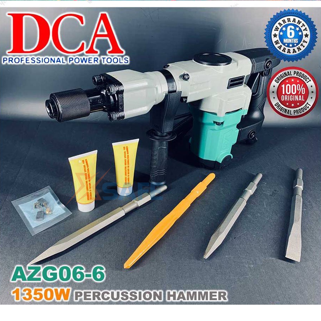 Máy đục bê tông 17 ly DCA AZG06-6 công suất 1350W, tốc độ đập 3900l/p tặng kèm mũi đục và nhiều phụ kiện - chính hãng