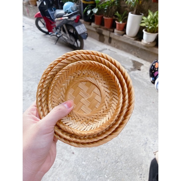 Đĩa Mây tre đựng các loại hạt, hướng dương, quán cafe, trang trí, chụp ảnh