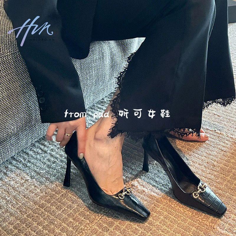 Giày Cao Gót Mũi Vuông Thiết Kế Mới 2022 Quyến Rũ Thời Trang Dành Cho Nữ