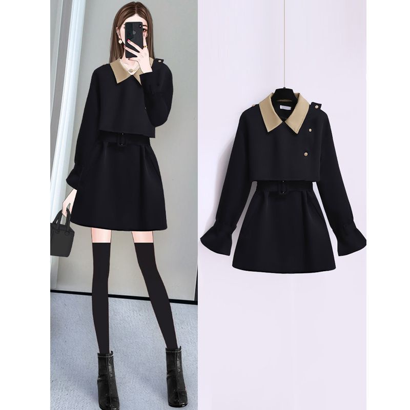 Áo Khoác Gió Ngắn Màu Đen Thời Trang Thu Đông 2022 Cho Nữ