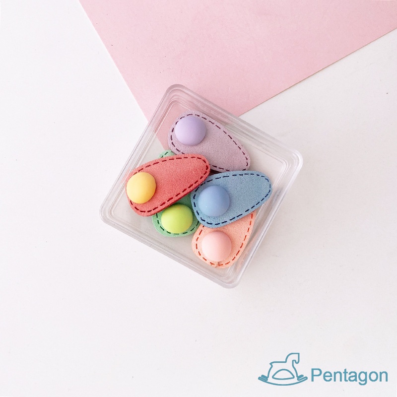 Set 5 Kẹp Tóc Bằng Da Họa Tiết Hoạt Hình Dễ Thương Cho Bé Gái