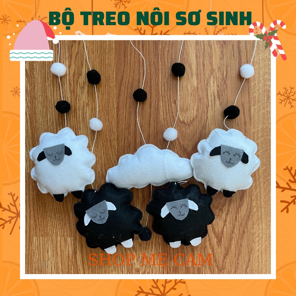 Bộ Đồ Chơi Treo Nôi ĐÀN CỪU ĐEN TRẮNG kích thích thị giác trẻ từ sơ sinh 0-12 tháng