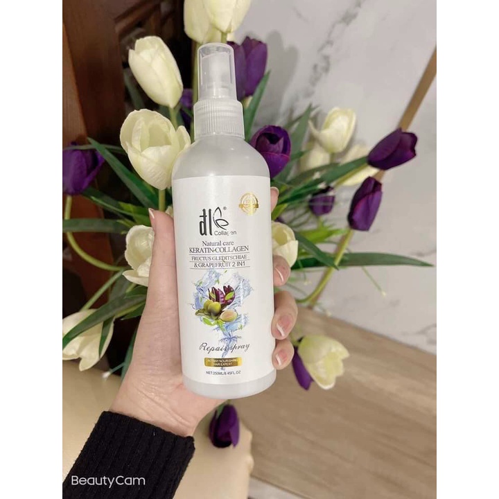 Xịt dưỡng tóc ĐL DLE Collagen 250ml, nuôi dưỡng và phục hô tóc xơ kích thích mọc chính hãng