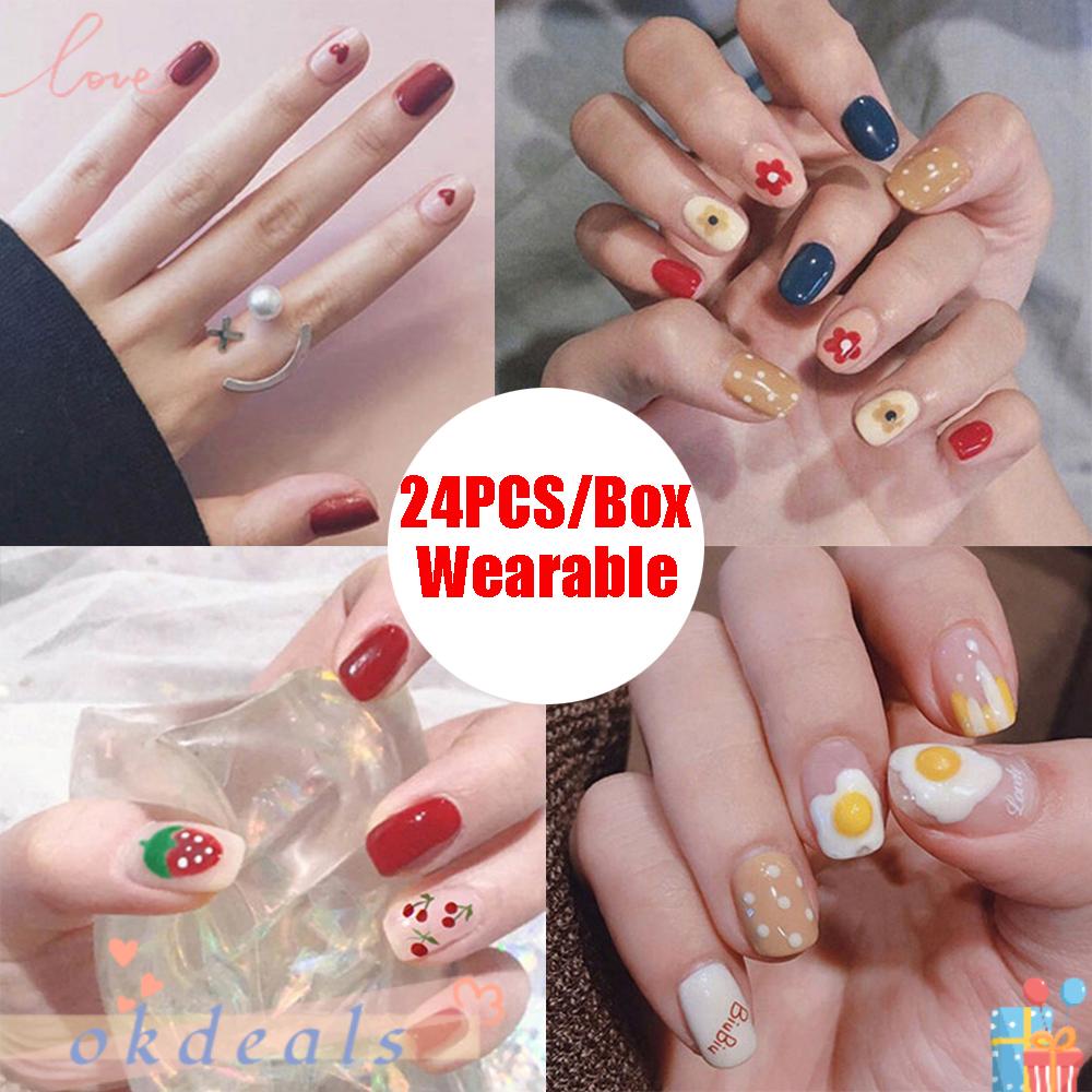 Bộ 24 Móng Tay Giả Đầu Tròn Cho Nữ