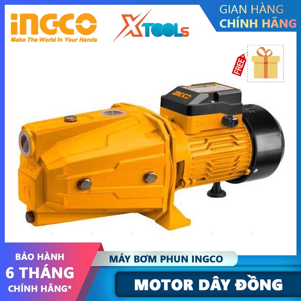 Máy bơm phun INGCO JP07508 Máy bơm đẩy xa Điện thế: 220-240V~50Hz Công suất 750W(1HP) Chiều cao bơm tối đa 51 m bơm nước