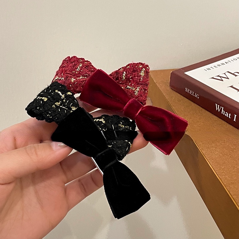Kẹp Tóc Nơ Bằng Len Nhung Dệt Kim Thời Trang 2023