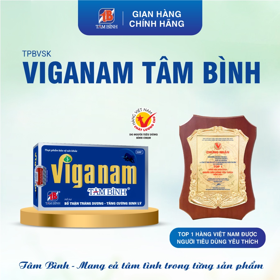 Combo 6 hộp Viganam Tâm Bình - Hỗ trợ tăng cường sinh lý nam, tăng testosterone, sức khỏe nam giới, giảm tiểu đêm