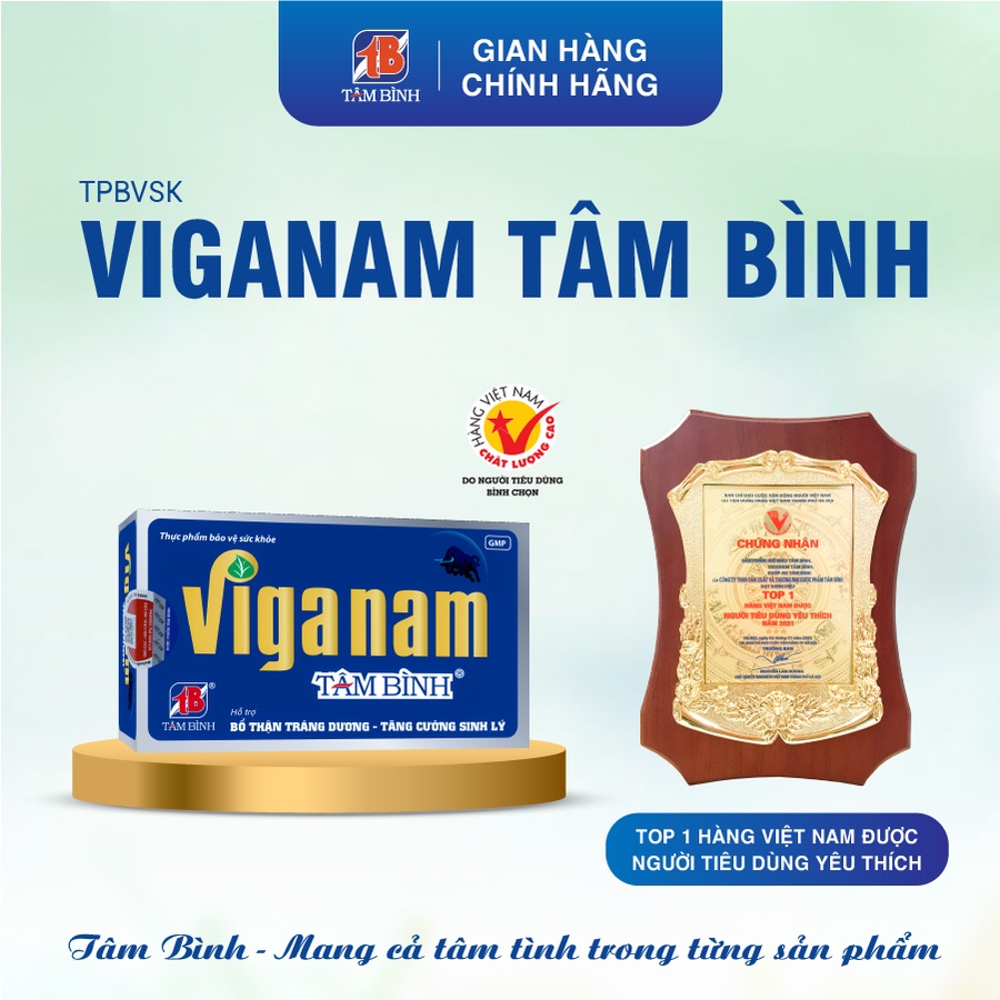 [Combo 6 tặng 1] Viganam Tâm Bình - Hỗ trợ tăng cường sinh lý nam, tăng testosterone, sức khỏe nam giới, giảm tiểu đêm