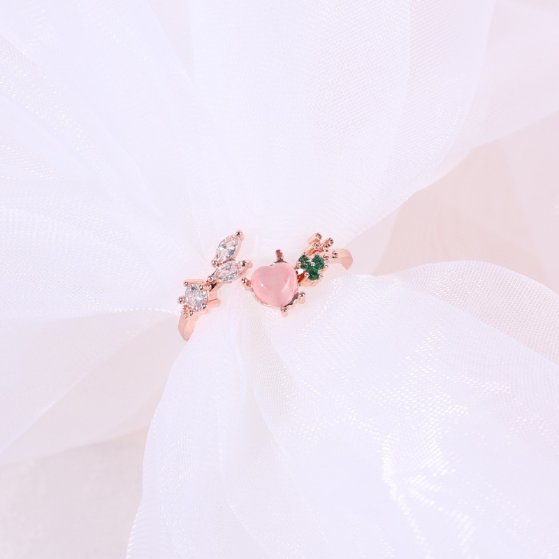 Nhẫn Hở Hai Lớp Đính Đá Zircon Màu Hồng Ngọt Ngào Thời Trang Có Thể Điều Chỉnh Cho Nữ