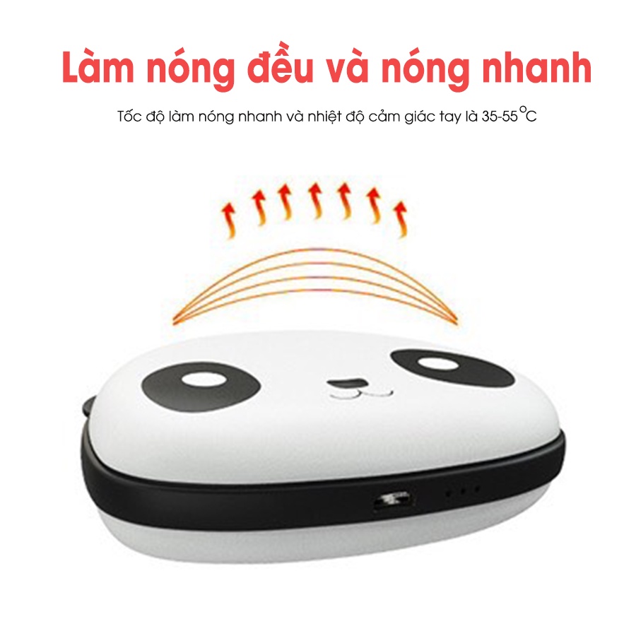 Máy sưởi ấm mini cầm tay hình gấu trúc dễ thương có kèm chức năng sạc dự phòng
