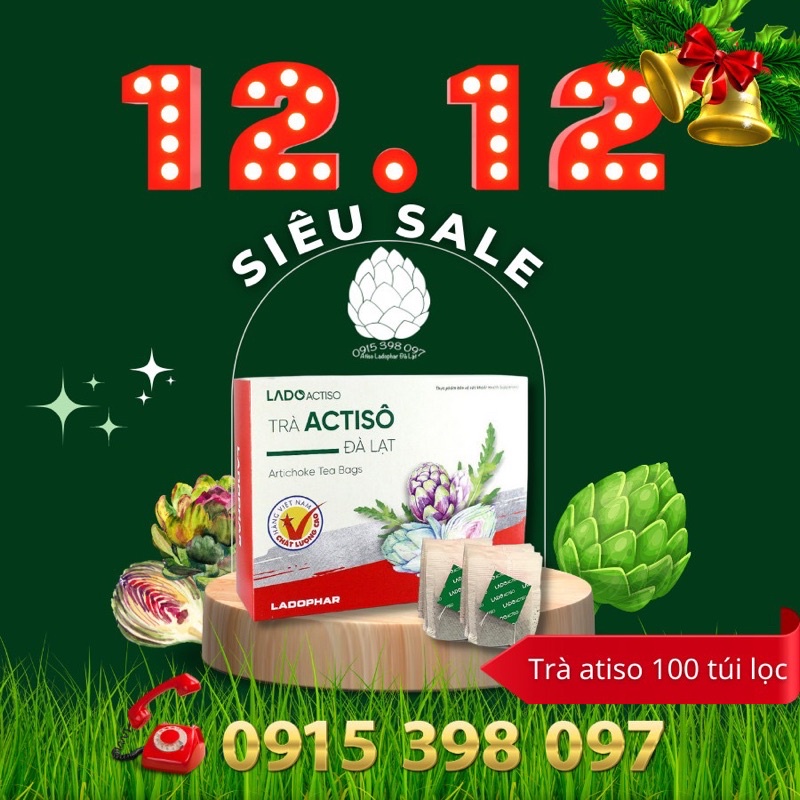 Trà Atiso Ladophar hộp 100 túi lọc - Trà Atiso Đà Lạt Lâm Đồng