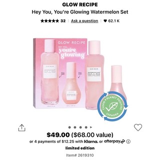 [SALE 35%] Set 2 món dưỡng fullsize Glow Recipe $68