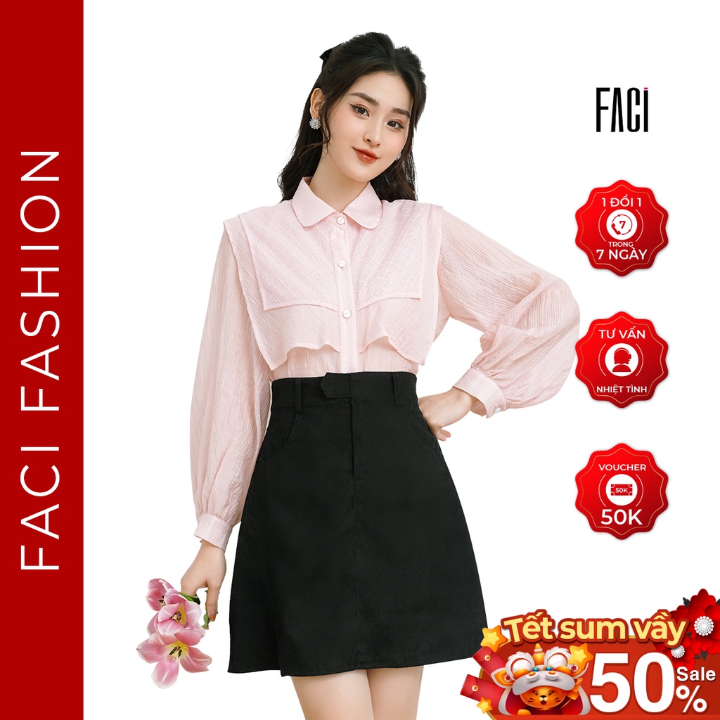 Áo Sơ Mi Nữ Công Sở FACI Yuki Shirt Mặc Kèm Áo Quây Cách Điệu Thời Trang Chất Tơ Nhật - FA194/FA195