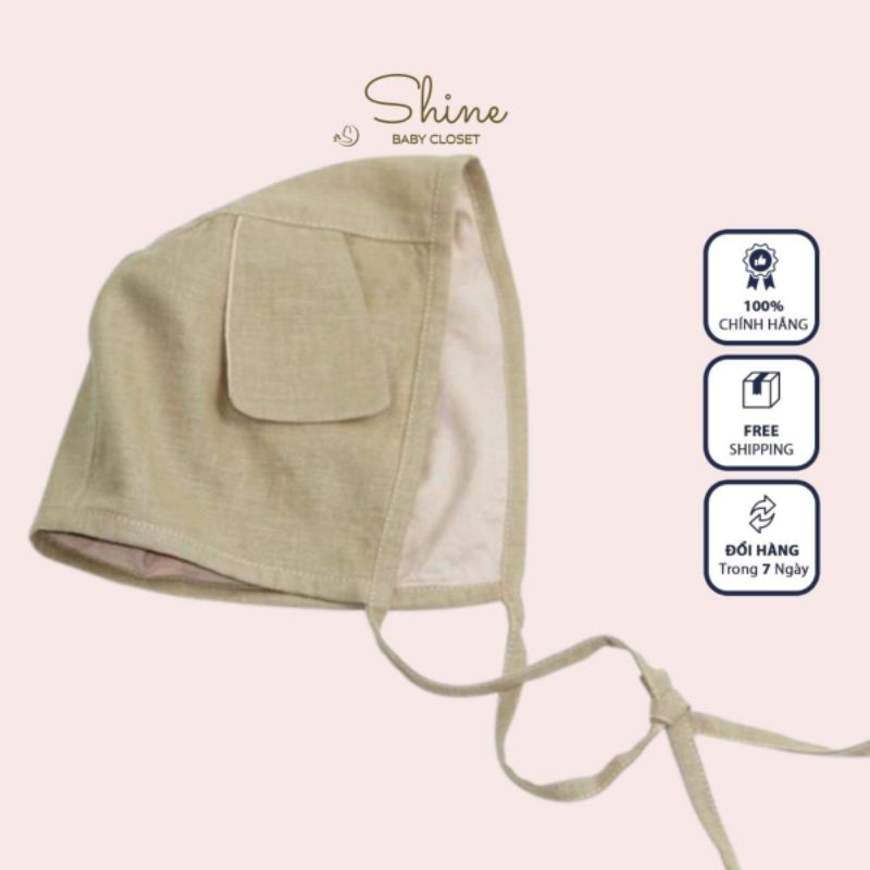 Mũ cho bé trai/gái 0-2 tuổi Shine Baby Closet mũ bé sơ sinh trai/gái chất liệu linen lót thô boi cotton dáng nón bonet