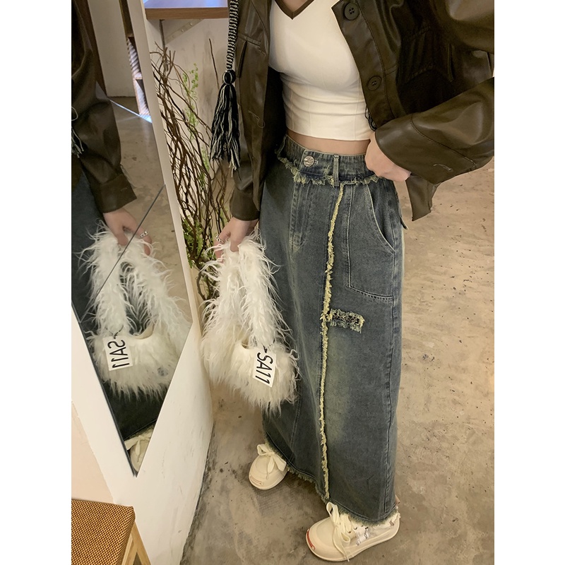 🎀chân váy dài chân váy jean dài Chân Váy Denim Đuôi Cá Dáng Chữ a Phong Cách Mỹ Thời Trang Mùa Thu Mới Cho Nữ