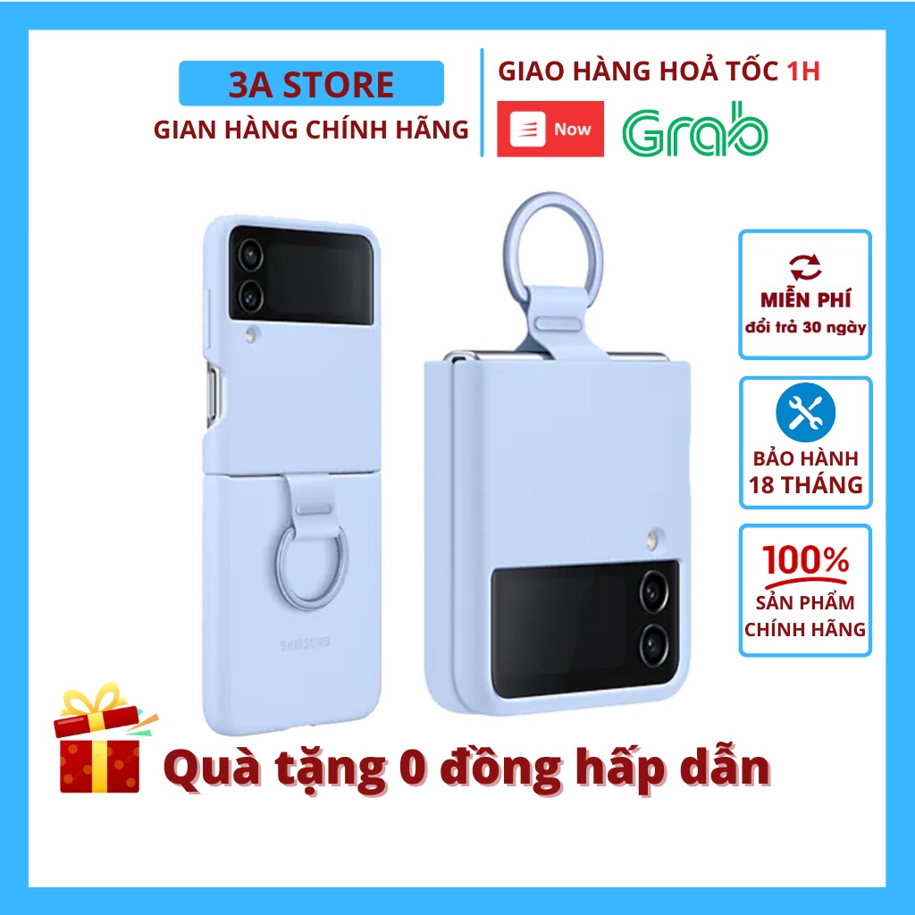 Ốp lưng samsung Z Flip 4 silicone cover with ring chính hãng fullbox nguyên seal 3astore