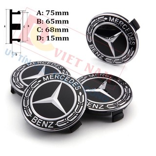 Logo chụp mâm bánh xe ô tô Mercedes Benz BZ75 - Đường kính 75MM
