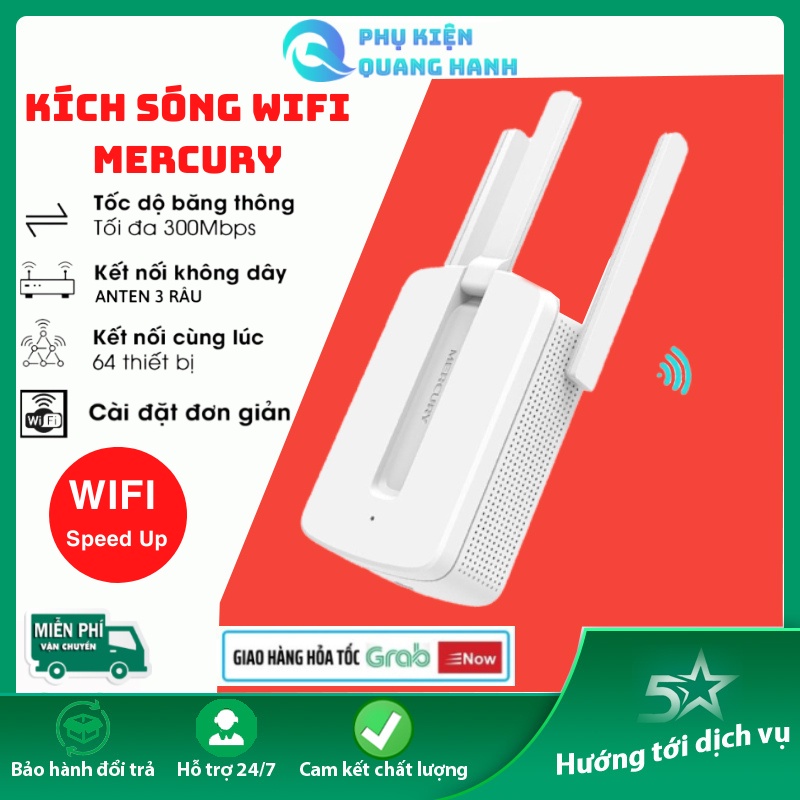 Kích Sóng Wifi Mercury MW310re 300Mbps 3 Râu Cực Mạnh - BH 1 Năm | Kích Wifi Mercury MW