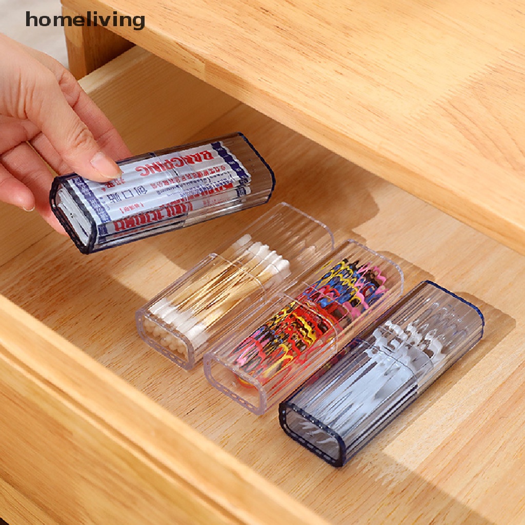 Hộp Trong Suốt Đựng Tăm Bông / Tăm Xỉa Răng Tiện Dụng Mang Đi Du Lịch