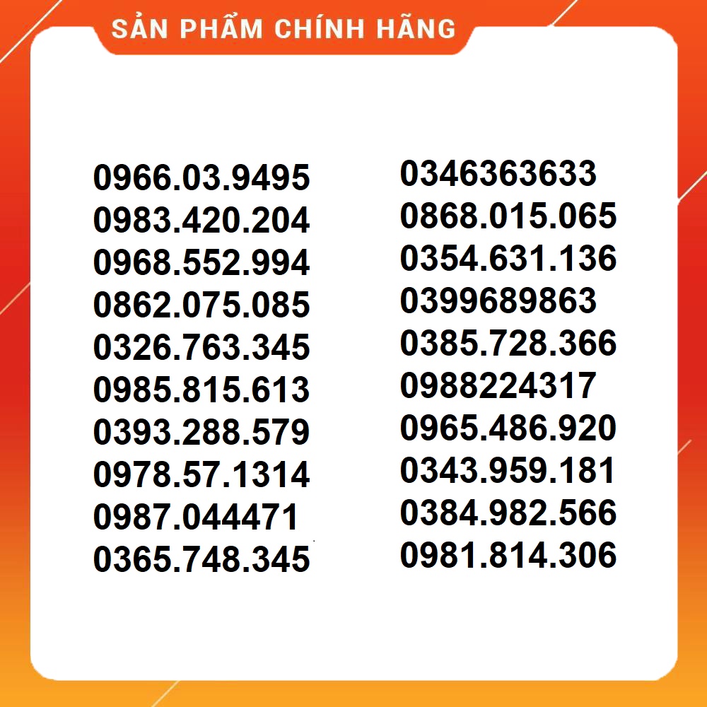 Sim Viettel: 09 08 03 các loại ĐẸP + RẺ + QUÀ TẶNG, có v120