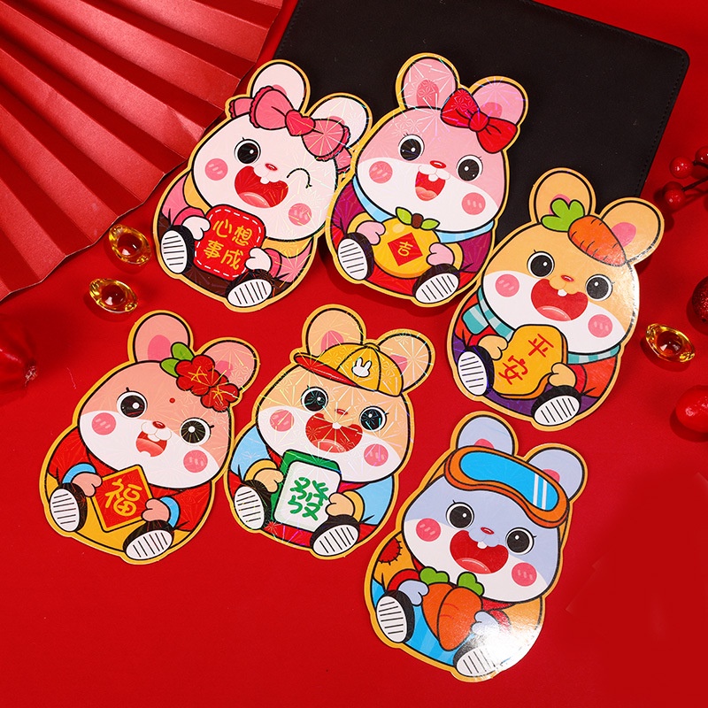 Set 100 Bao Lì Xì Mini Họa Tiết Thỏ Hoạt Hình Sáng Tạo Màu Đỏ Dành Cho Trẻ Em 2023