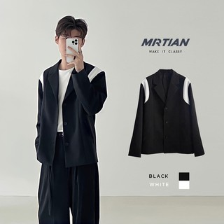 Áo khoác blazer oversize Ryan MARTIAN phối sọc form rộng basic dài tay áo khoác vest nam nữ