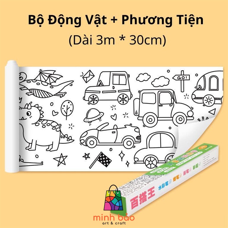 Tranh tô màu cuộn dài 3m, có thể cắt dán cho bé sáp tô màu an toàn - ảnh sản phẩm 5