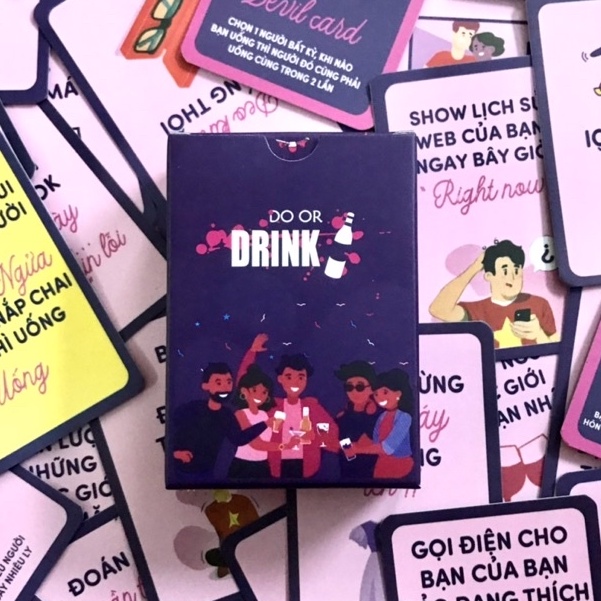 Bộ bài huệ drinking game nốc out do or drink cho cuộc vui thêm say tím