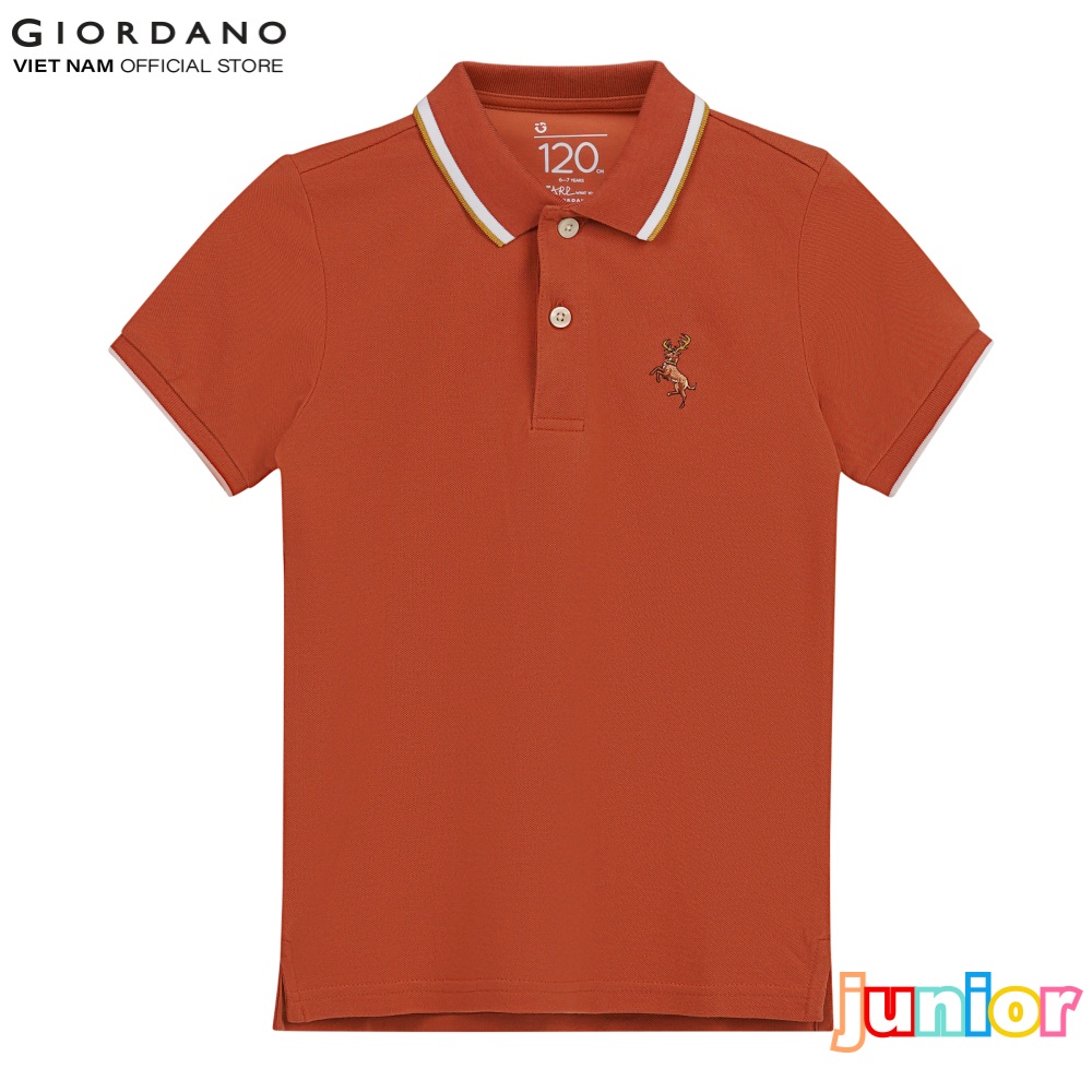 Áo Thun Có Cổ Trẻ Em Ngắn Tay Thêu Logo Hươu Deer Polo Giordano 03011202