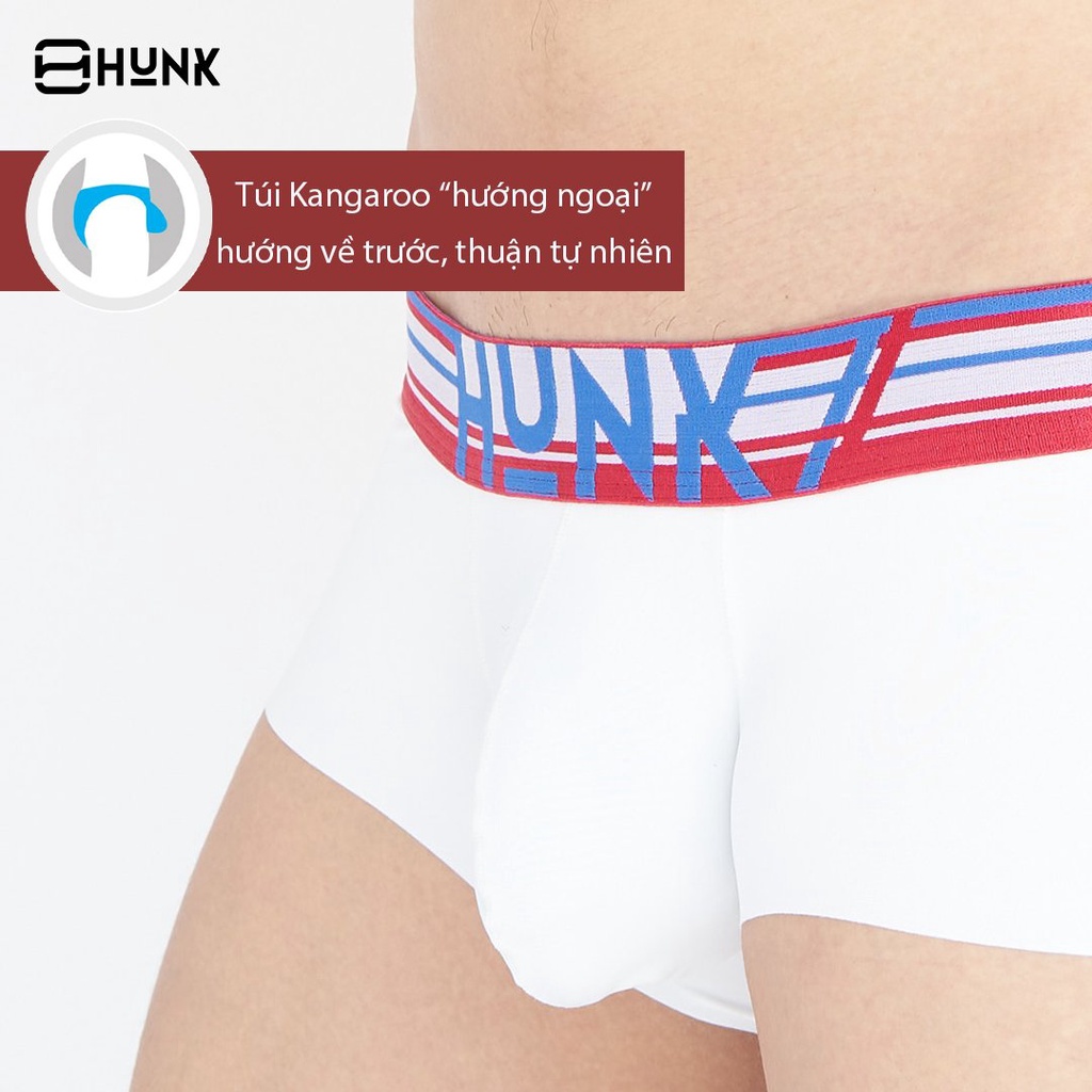 Quần boxer nam Hunk Milk Boxer không đường viền, vải Protein sữa mịn hai mặt, túi Kangaroo hướng ngoại