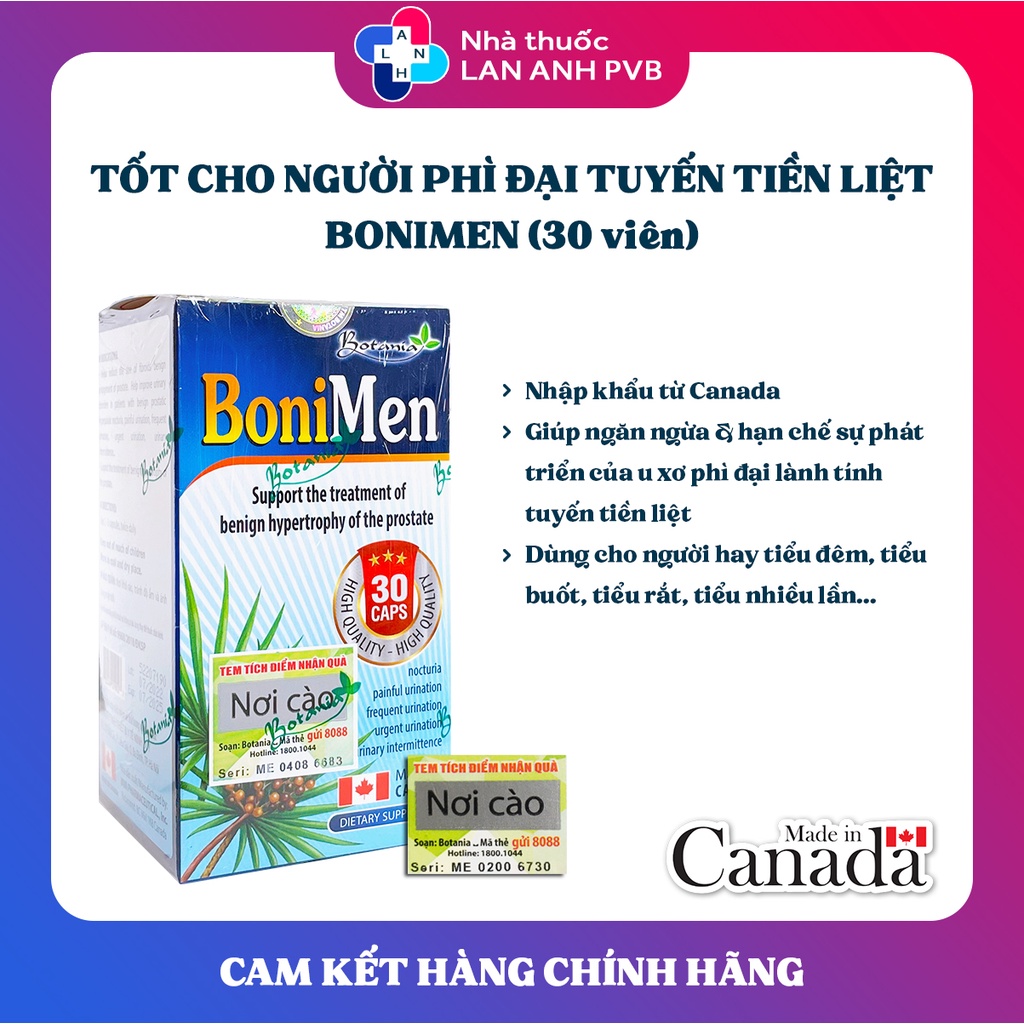 BONIMEN - Hỗ trợ giảm phì đại lành tính tuyến tiền liệt.